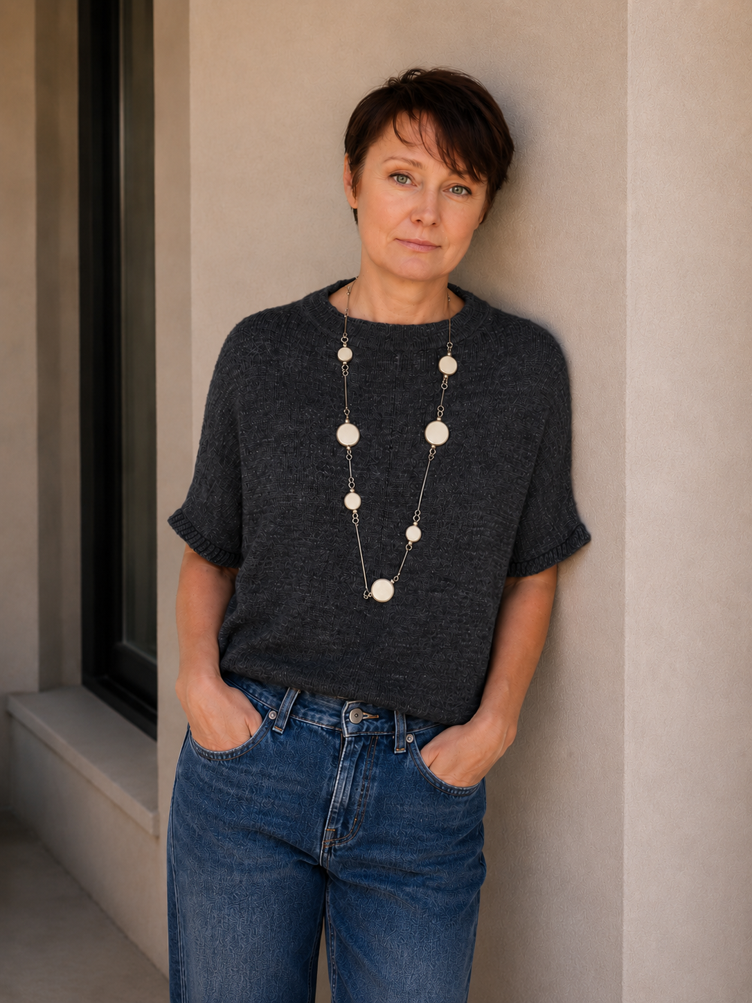 Sculptural Disc Ostrich Eggshell Necklace