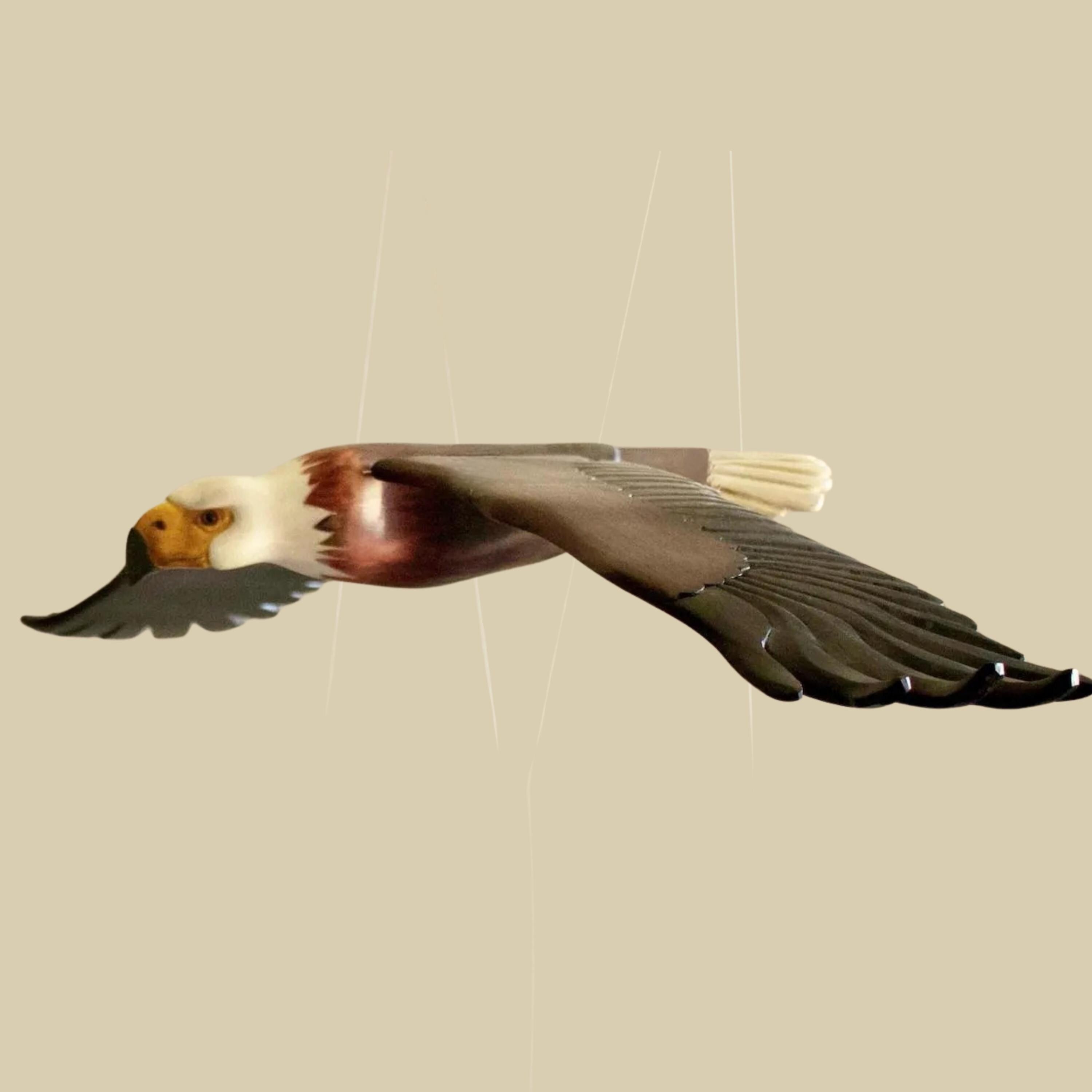 Hand-Carved Wooden Bald Eagle Mobile