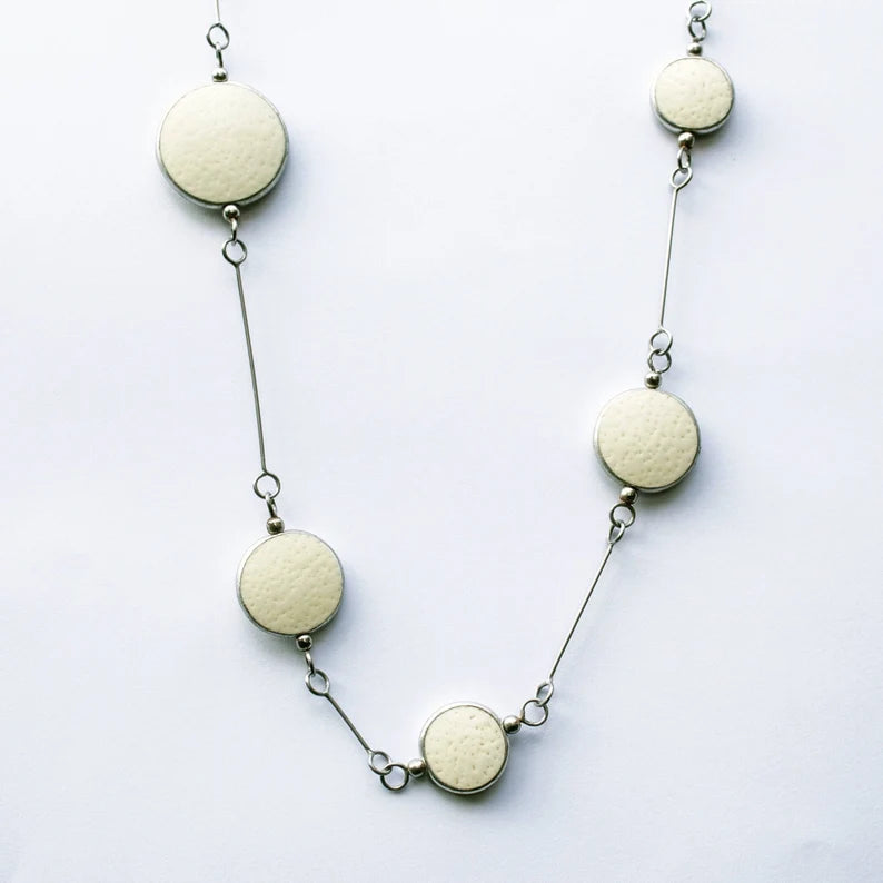 Long Sculptural Disc Necklace