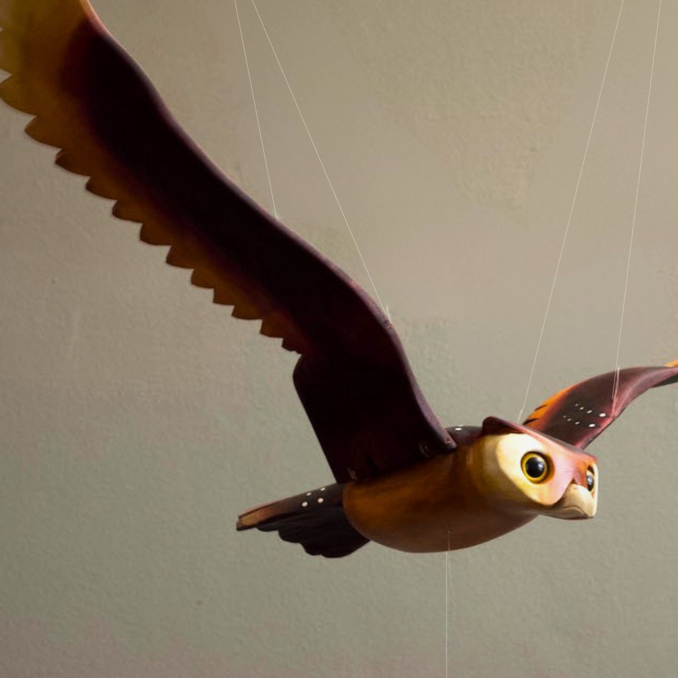 Hand-carved Owl Wooden Mobile