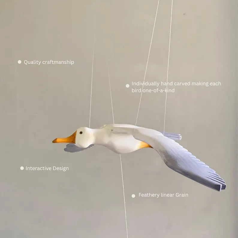 Hand Carved Nursery Seagull Mobile