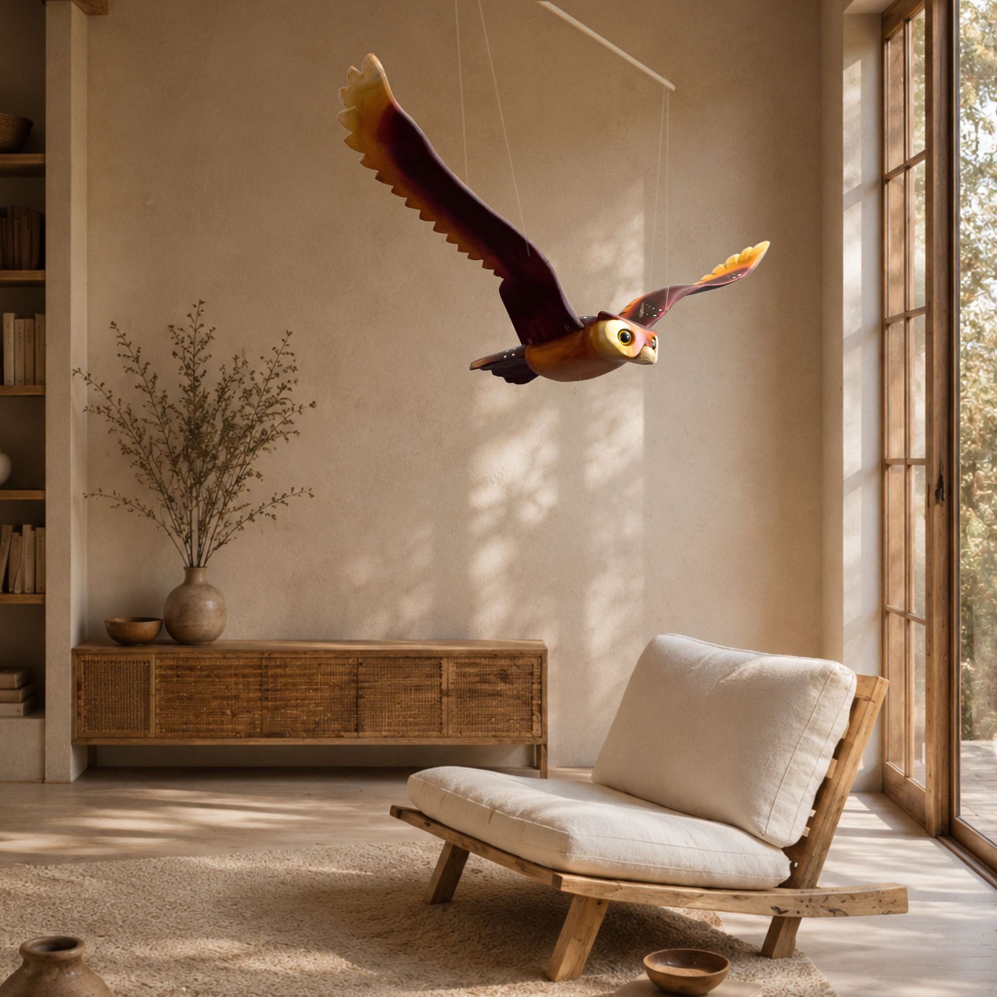 Hand-carved Owl Wooden Mobile