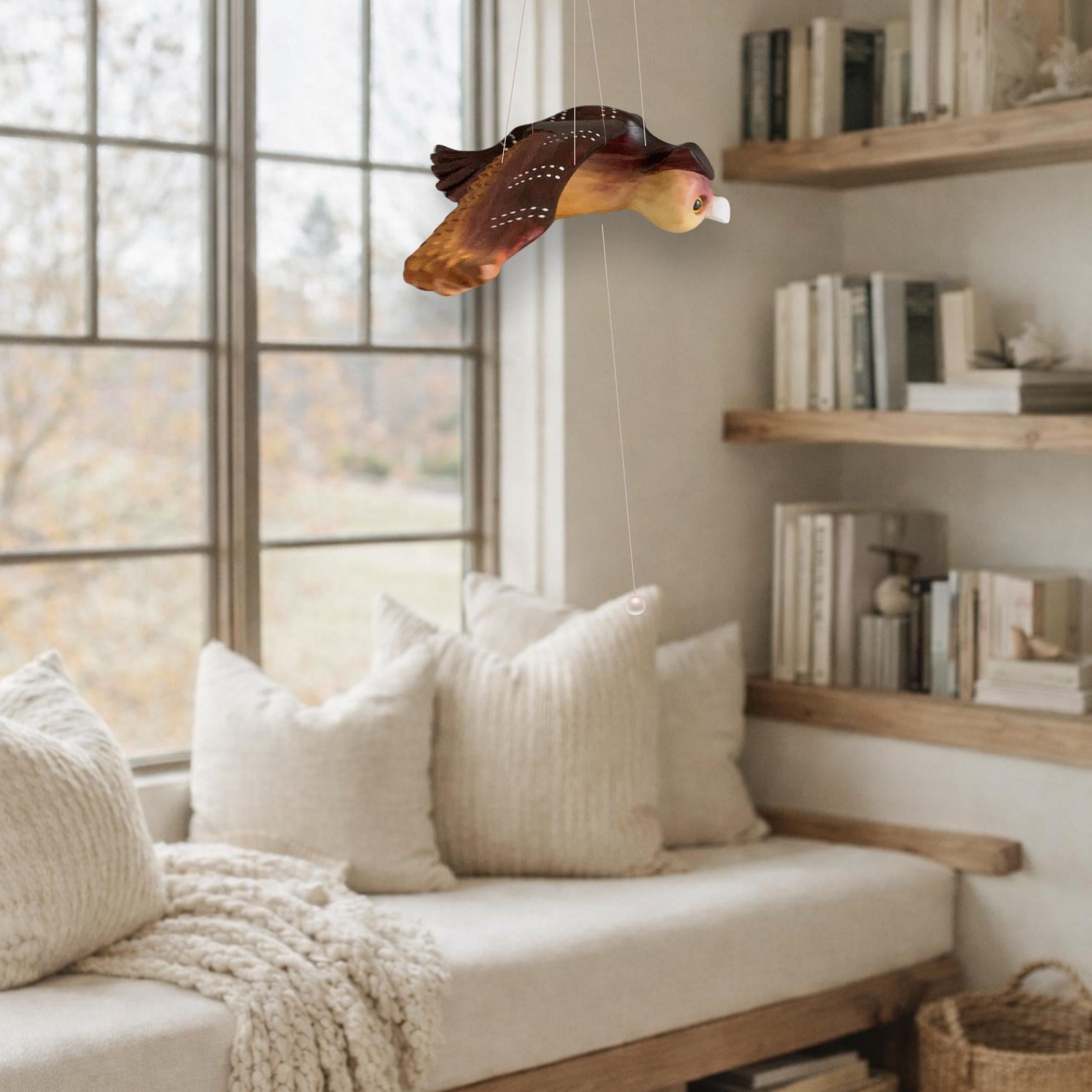 Hand-carved Owl Wooden Mobile