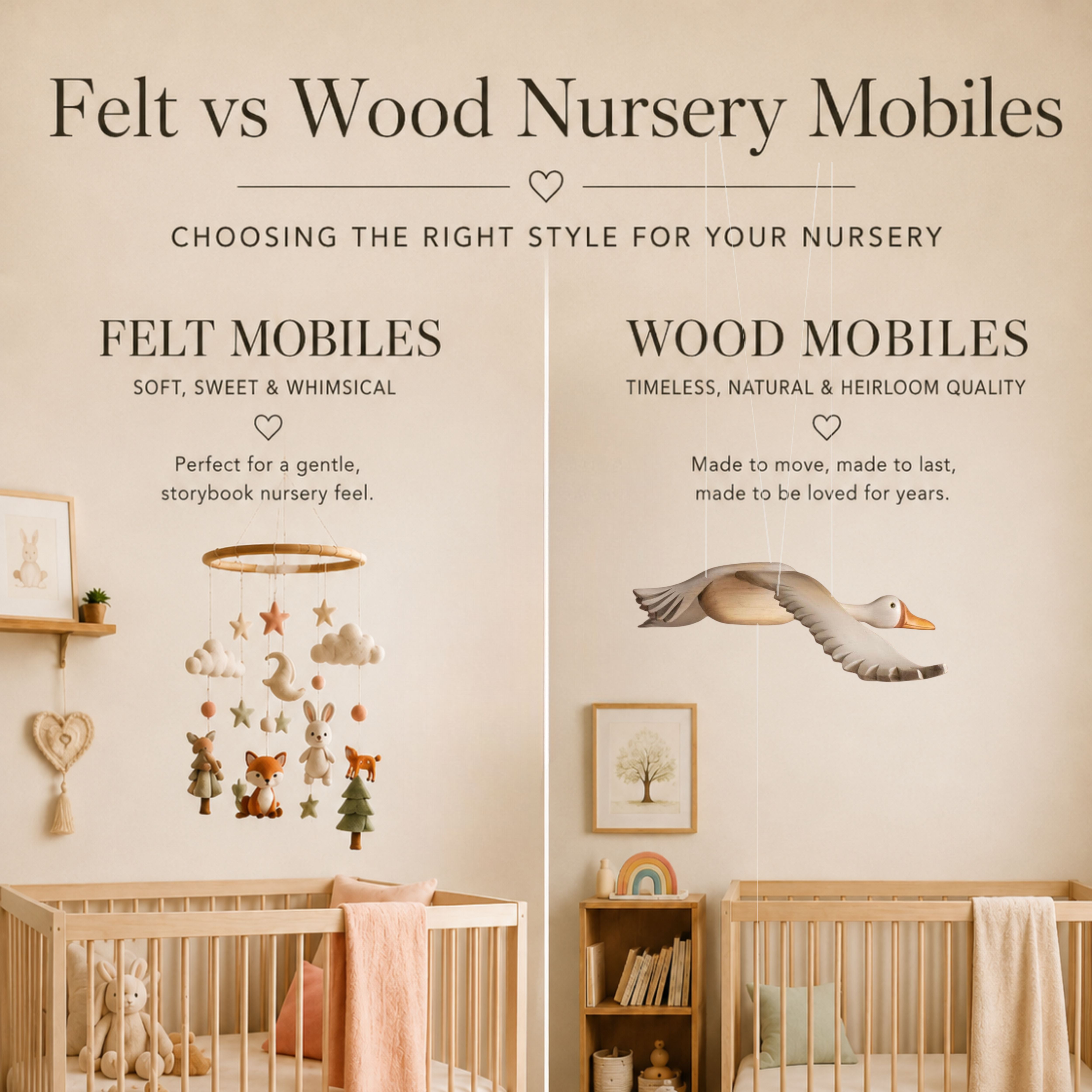 Felt vs Wood Nursery Mobiles: Choosing the Right Style for Your Nursery