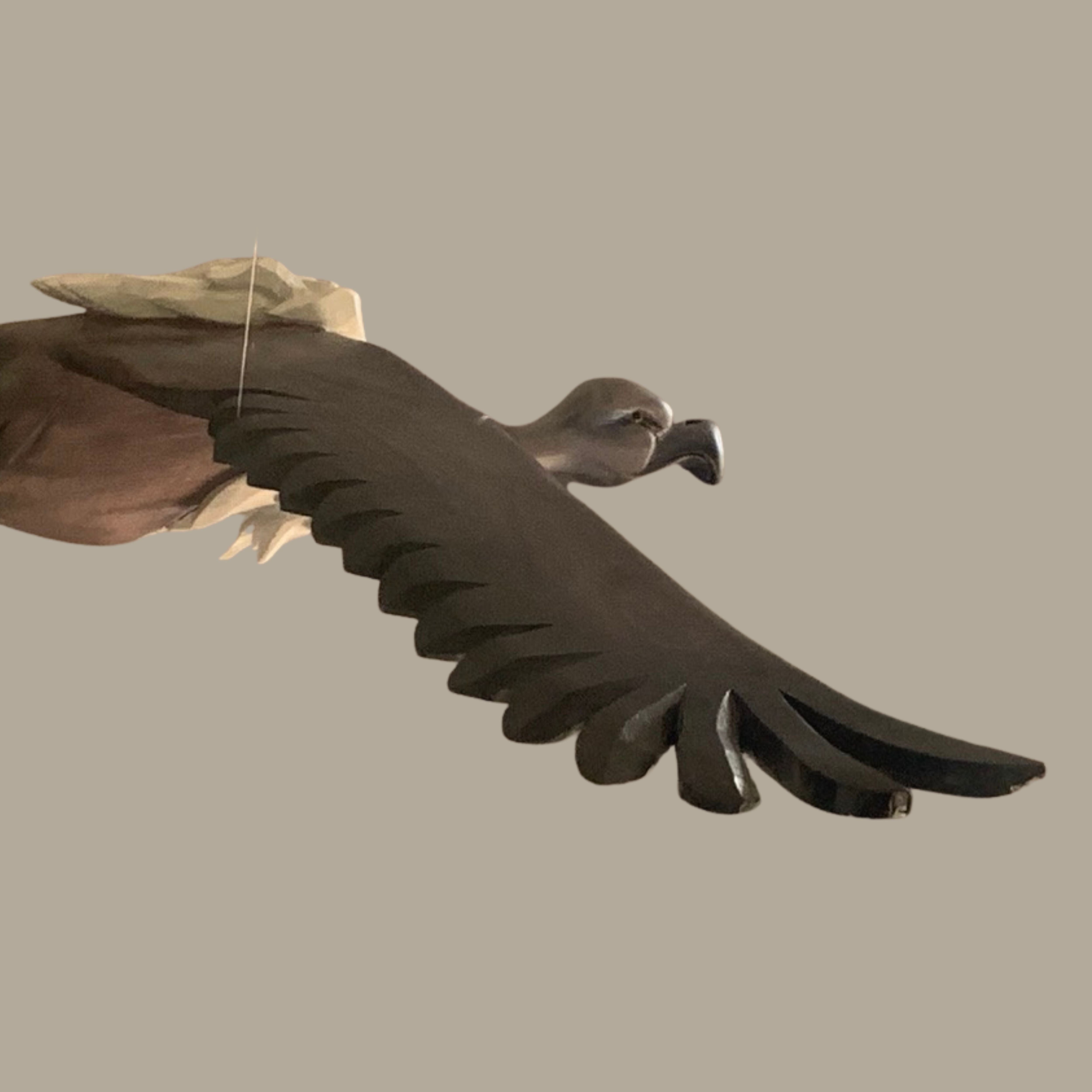 Hand-Carved Wooden Vulture Mobile