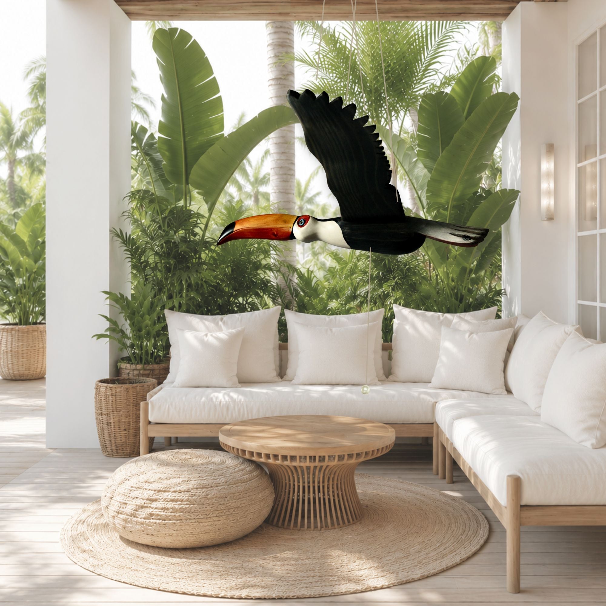 Hand-Carved Toucan Wooden Mobile