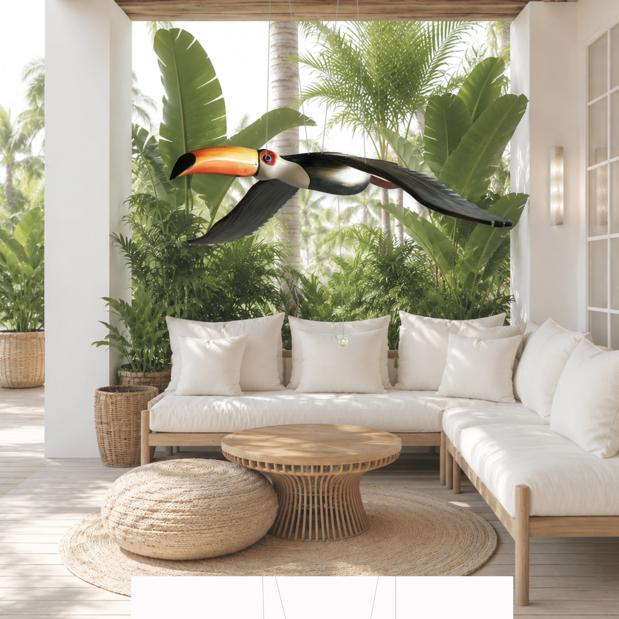 Hand-Carved Toucan Wooden Mobile