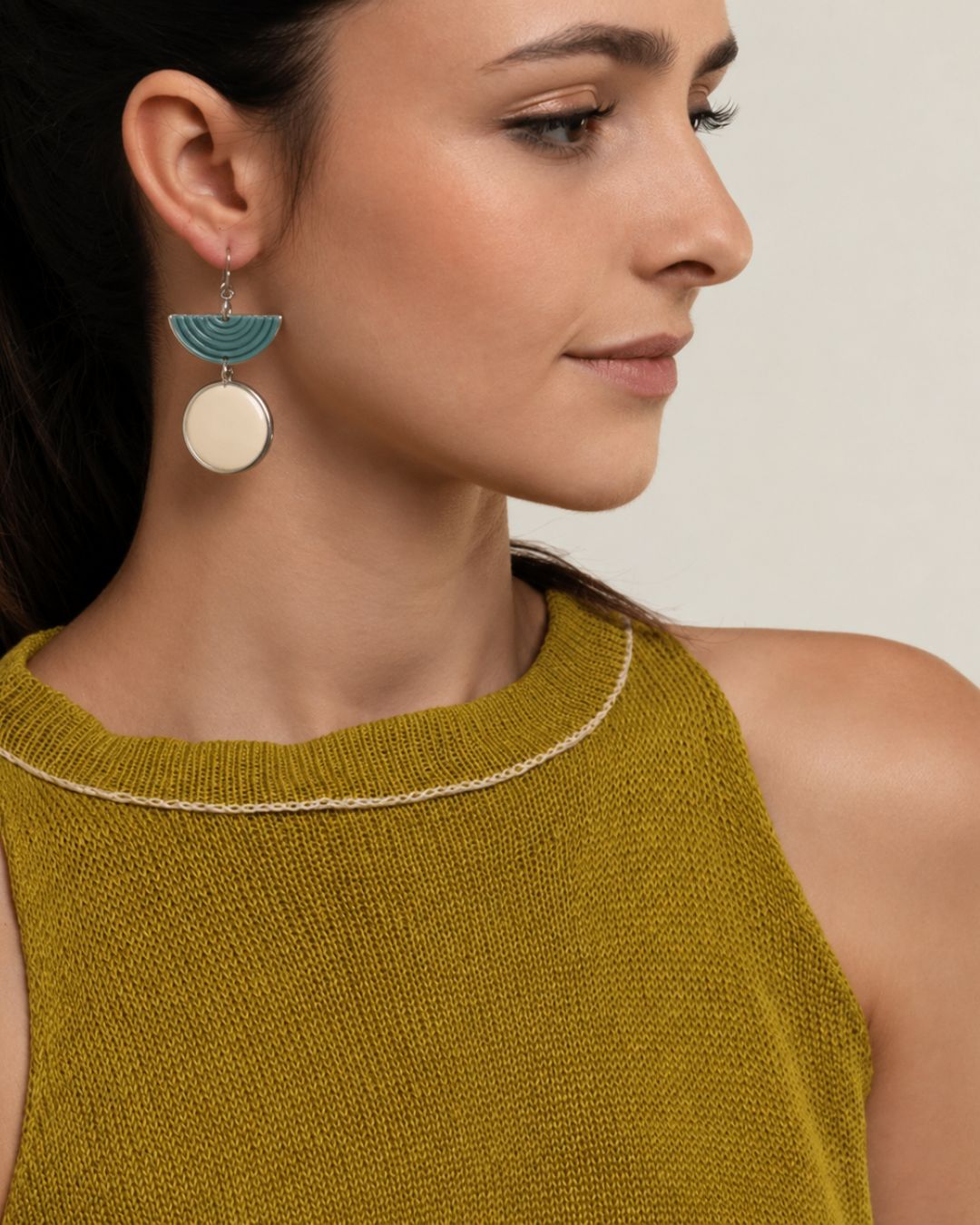 Contemporary Half Moon Statement Earrings