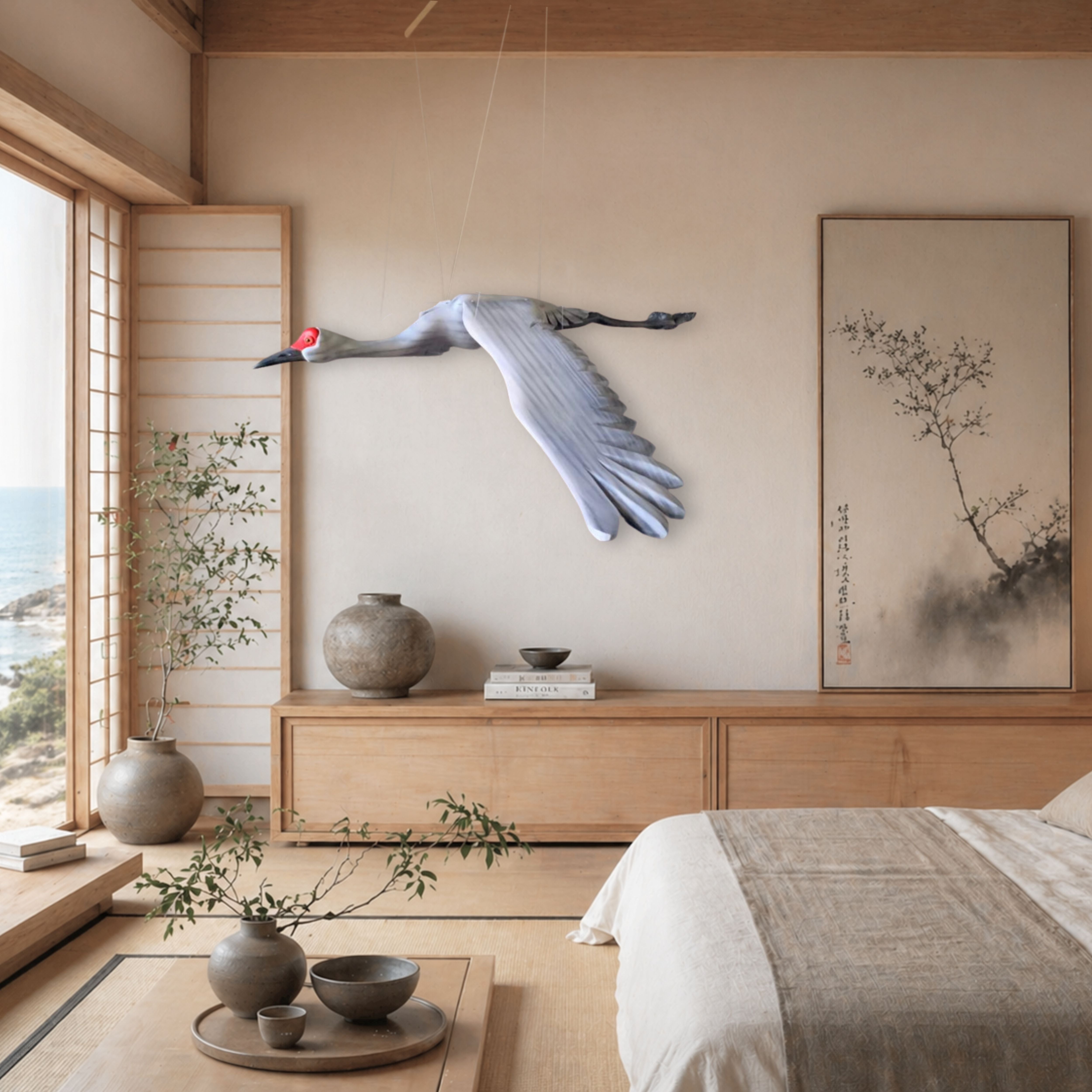 Hand-Carved Sandhill Crane Mobile