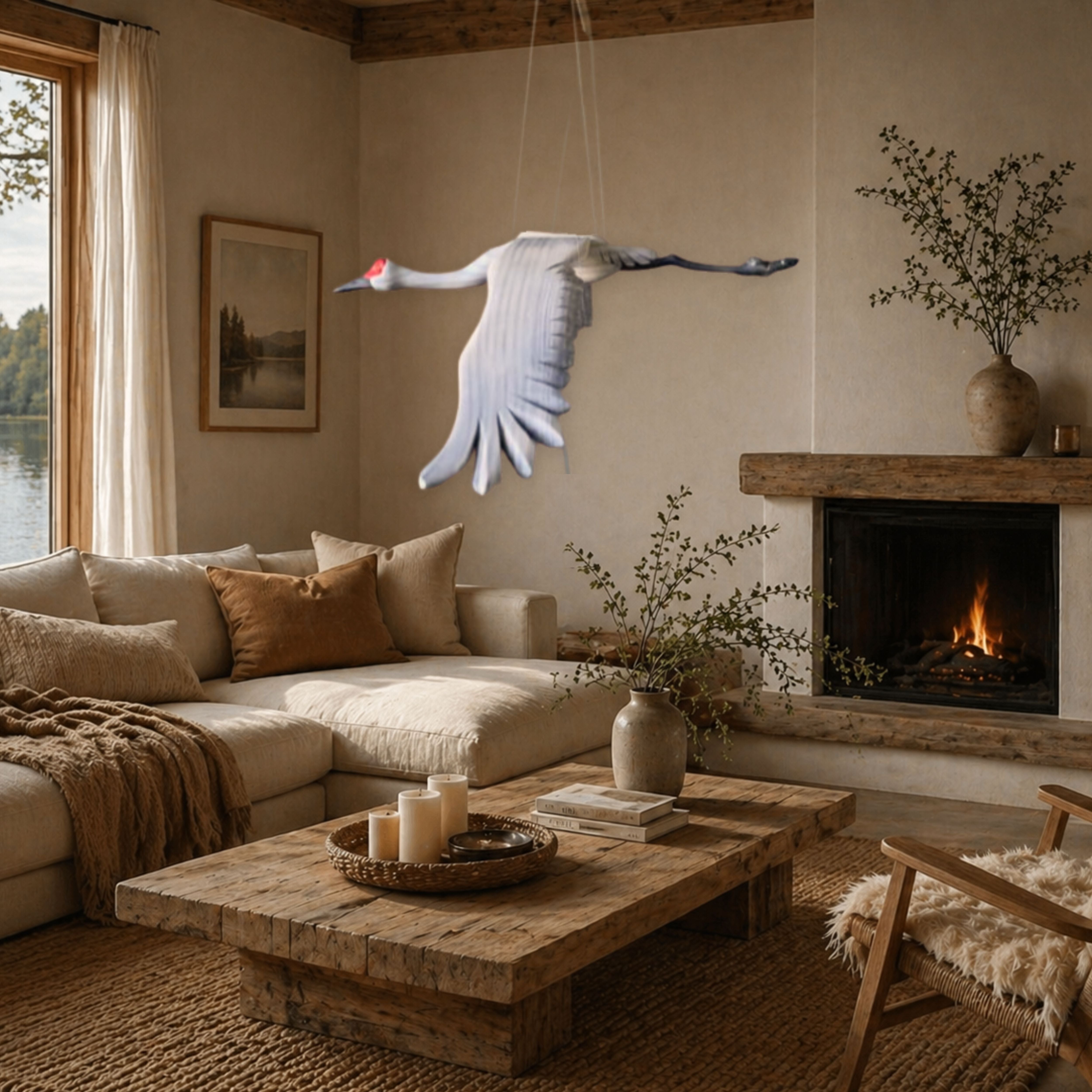 Hand-Carved Sandhill Crane Mobile
