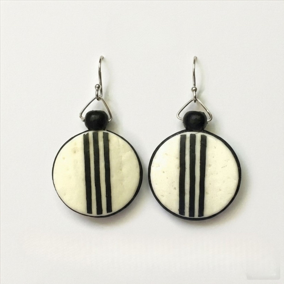 Black & White Ostrich Eggshell Earrings
