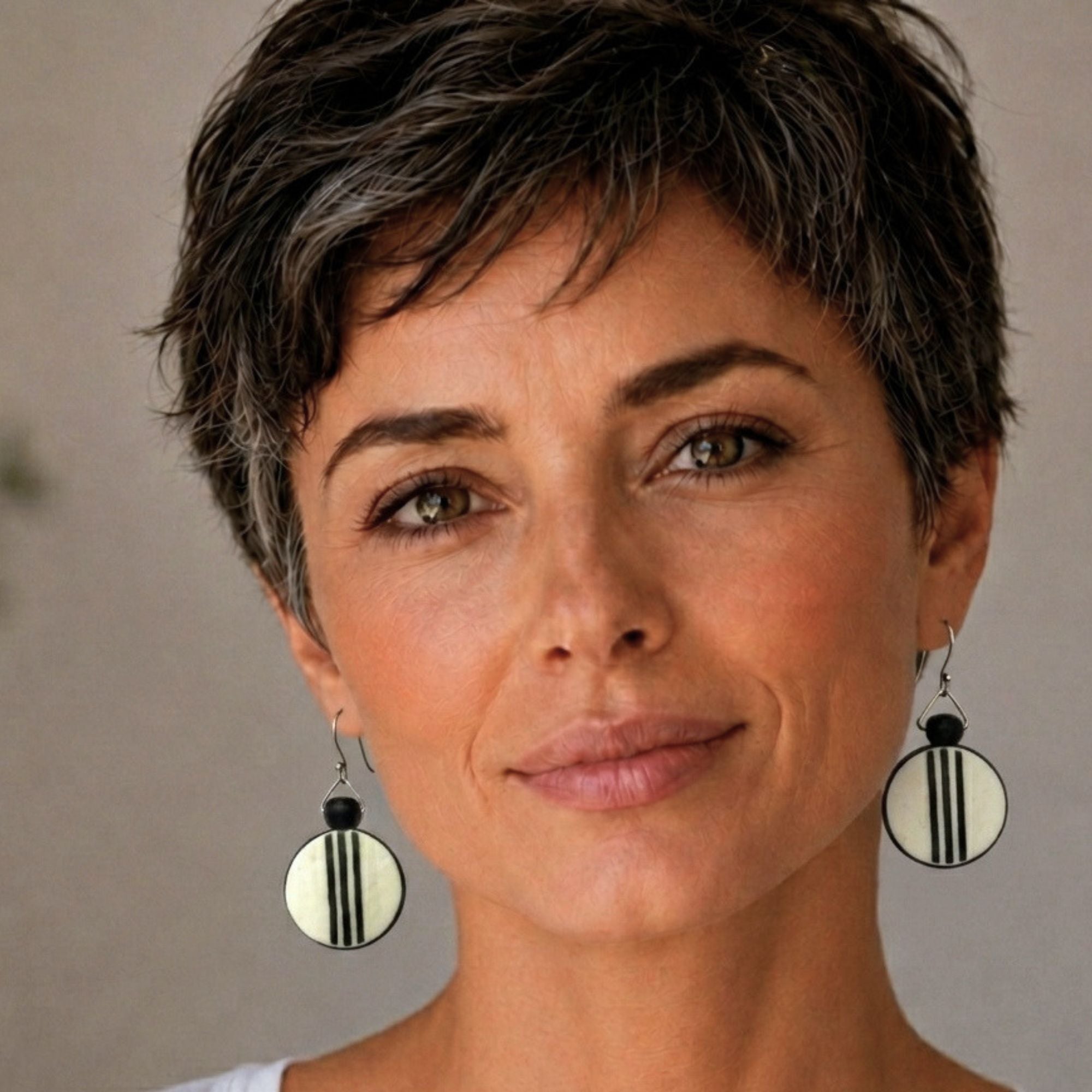 Black & White Ostrich Eggshell Earrings
