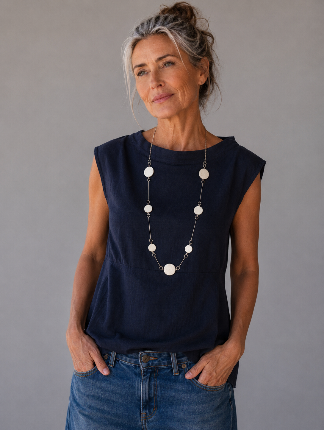 Sculptural Disc Ostrich Eggshell Necklace