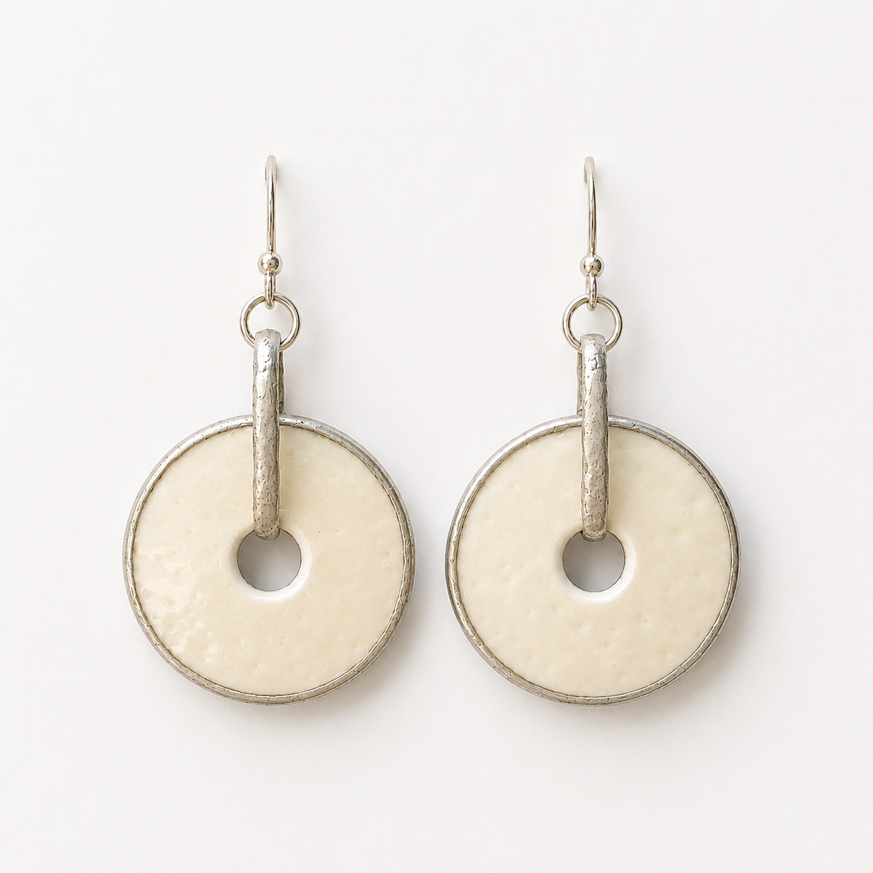 Handcrafted Ostrich Eggshell Disc Earrings