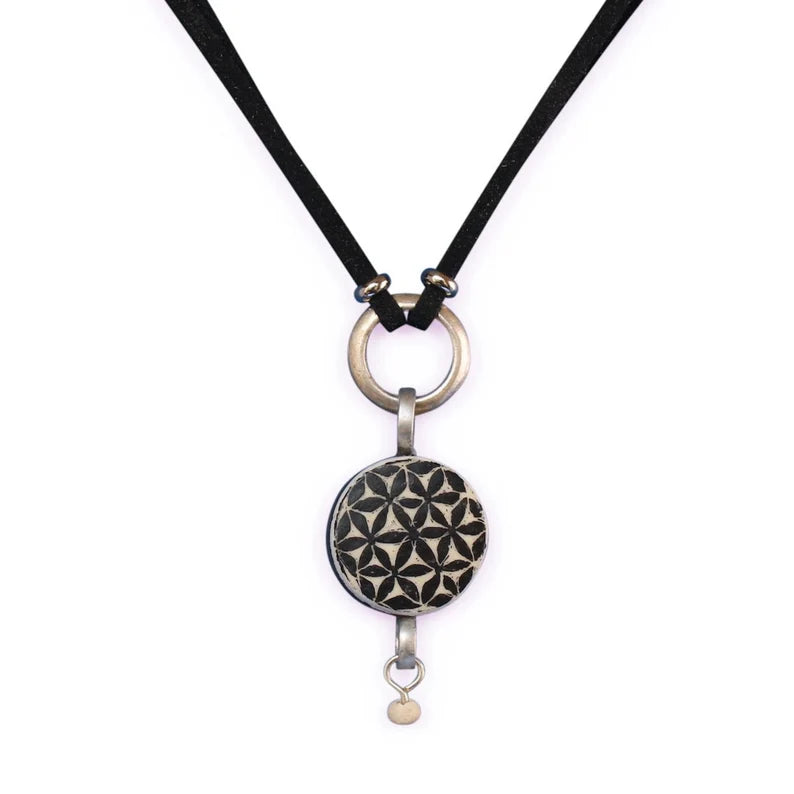 Flower of Life Ostrich Eggshell Choker Necklace