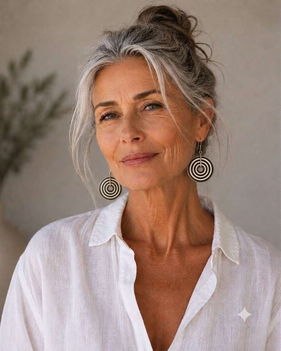 Handcrafted Black & White Ostrich Eggshell Statement Earrings