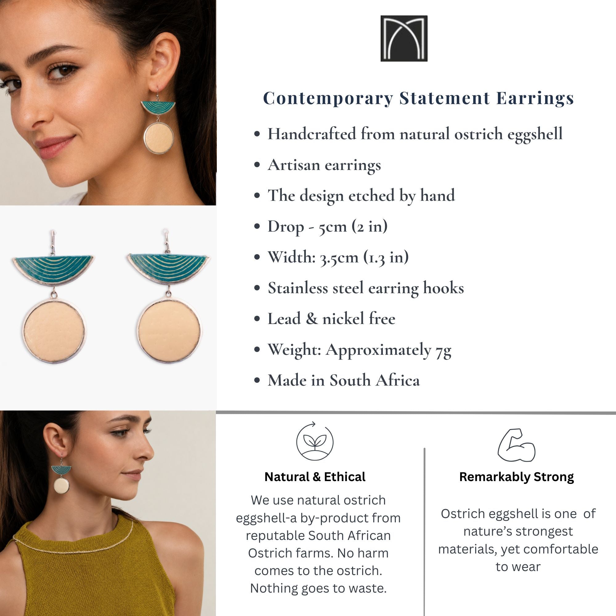 Contemporary Half Moon Statement Earrings