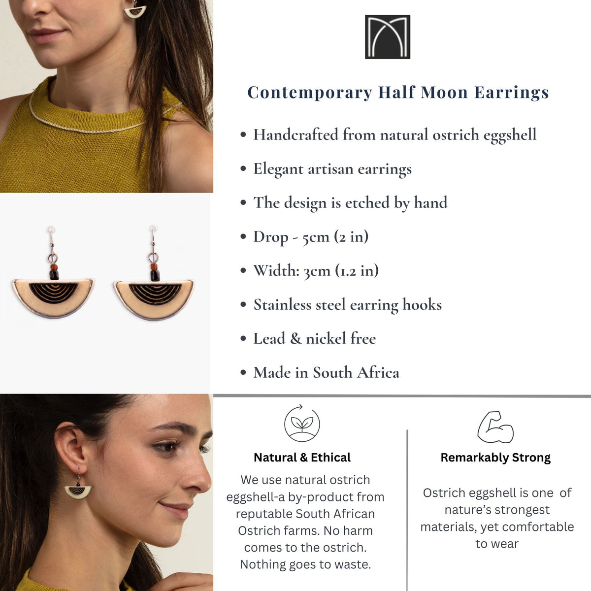 Contemporary Half Moon Earrings