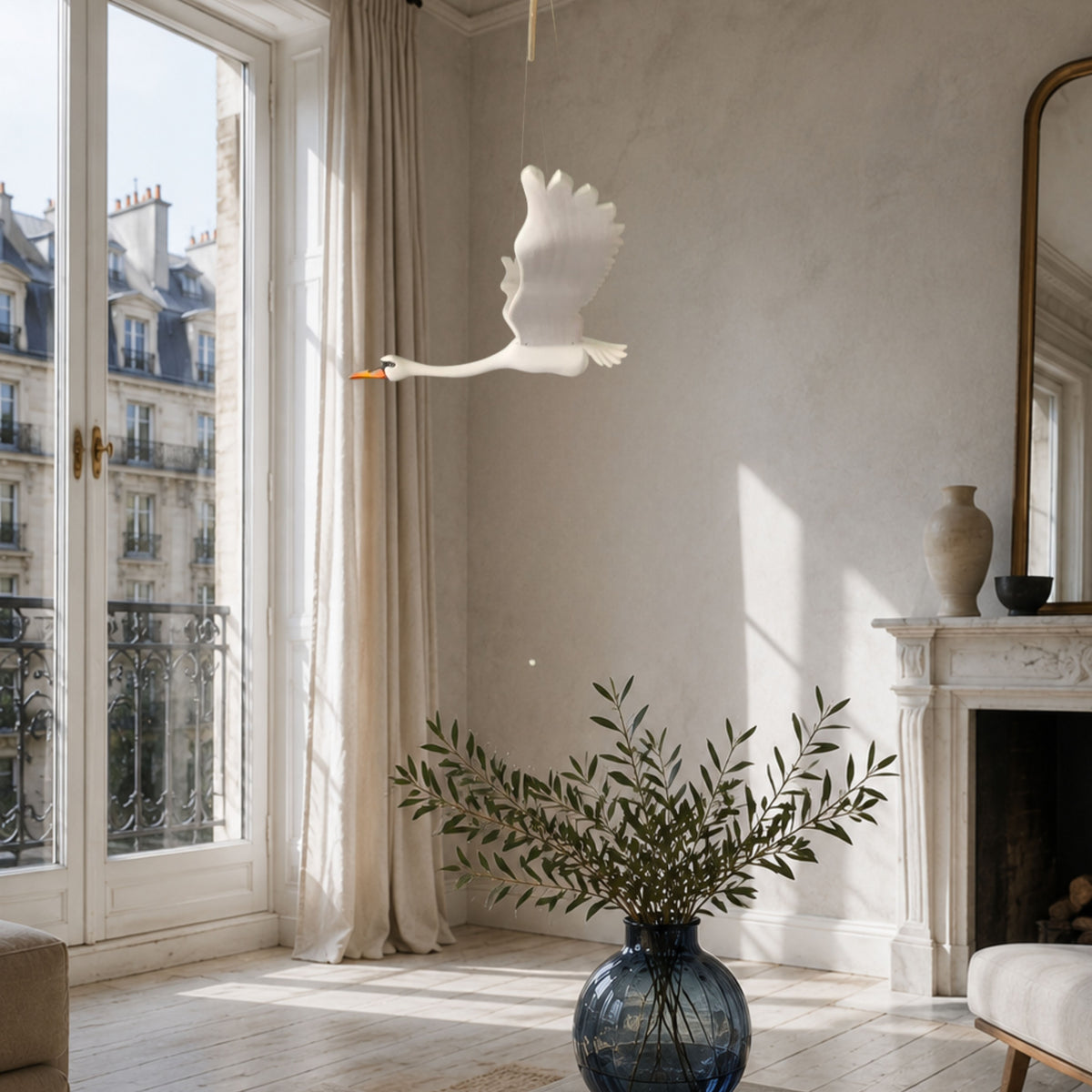 Hand-Carved Swan Mobile