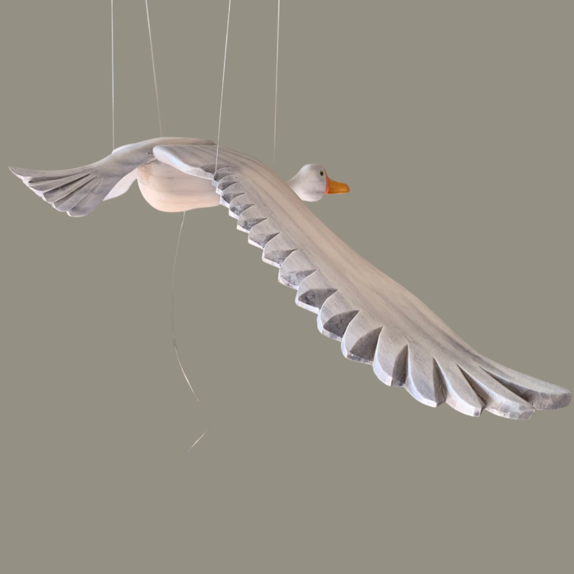 Hand Carved Wooden Goose Nursery Mobile