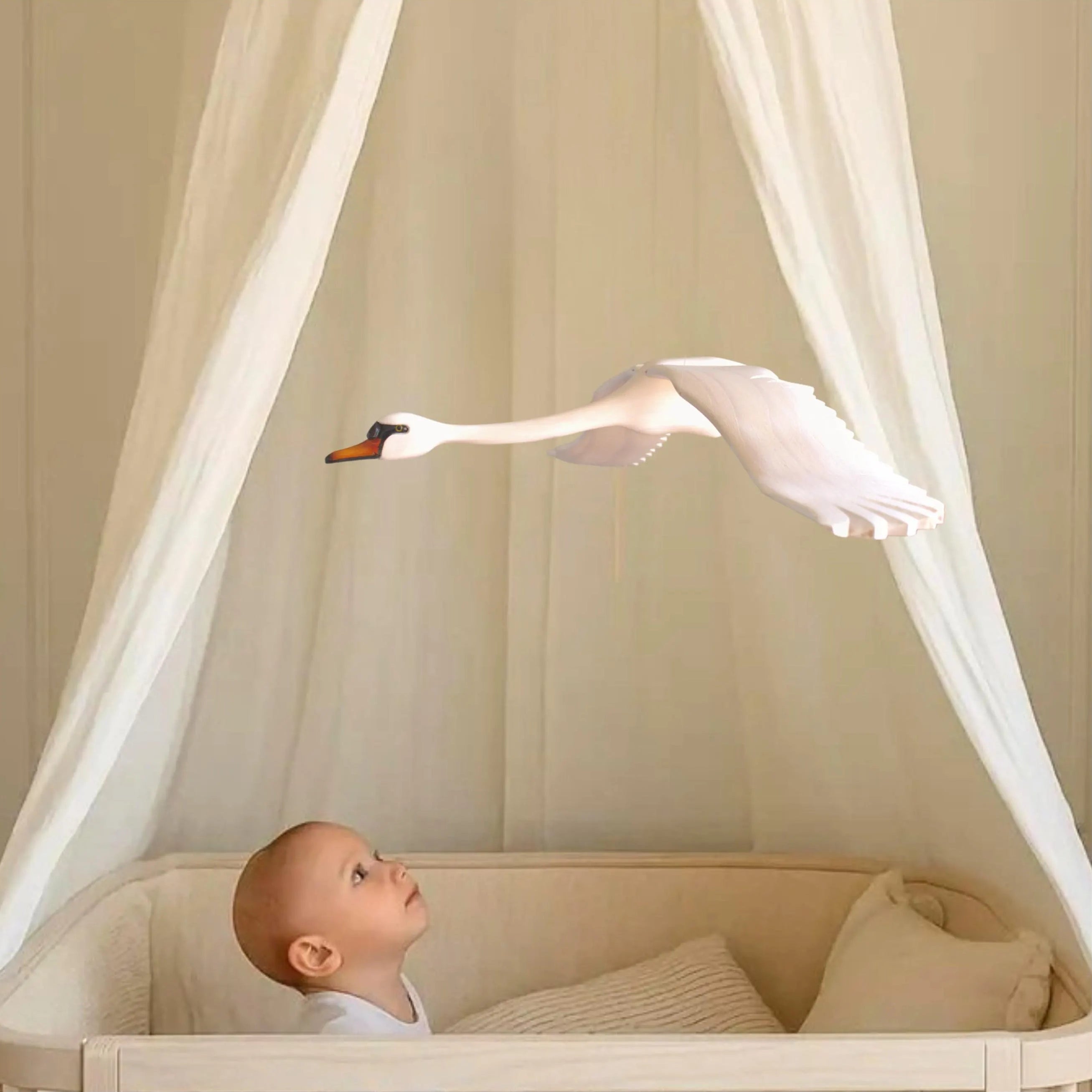 Hand-Carved Swan Nursery Mobile