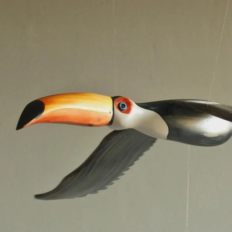 Hand-Carved Toucan Wooden Mobile