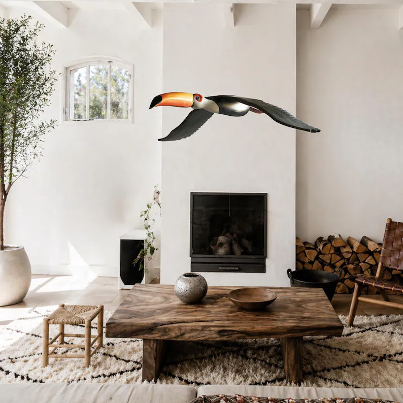 Hand-Carved Toucan Wooden Mobile