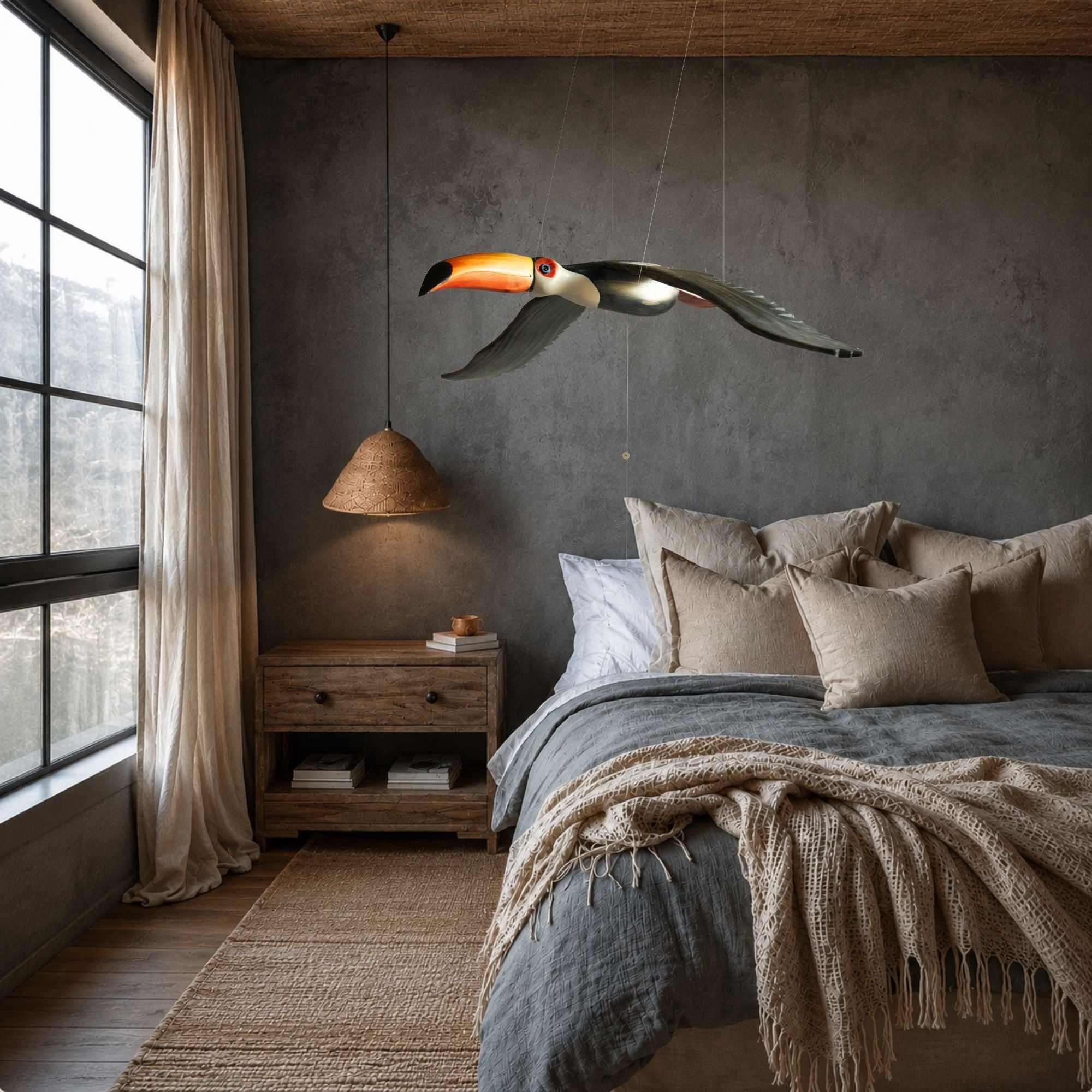 Hand-Carved Toucan Wooden Mobile