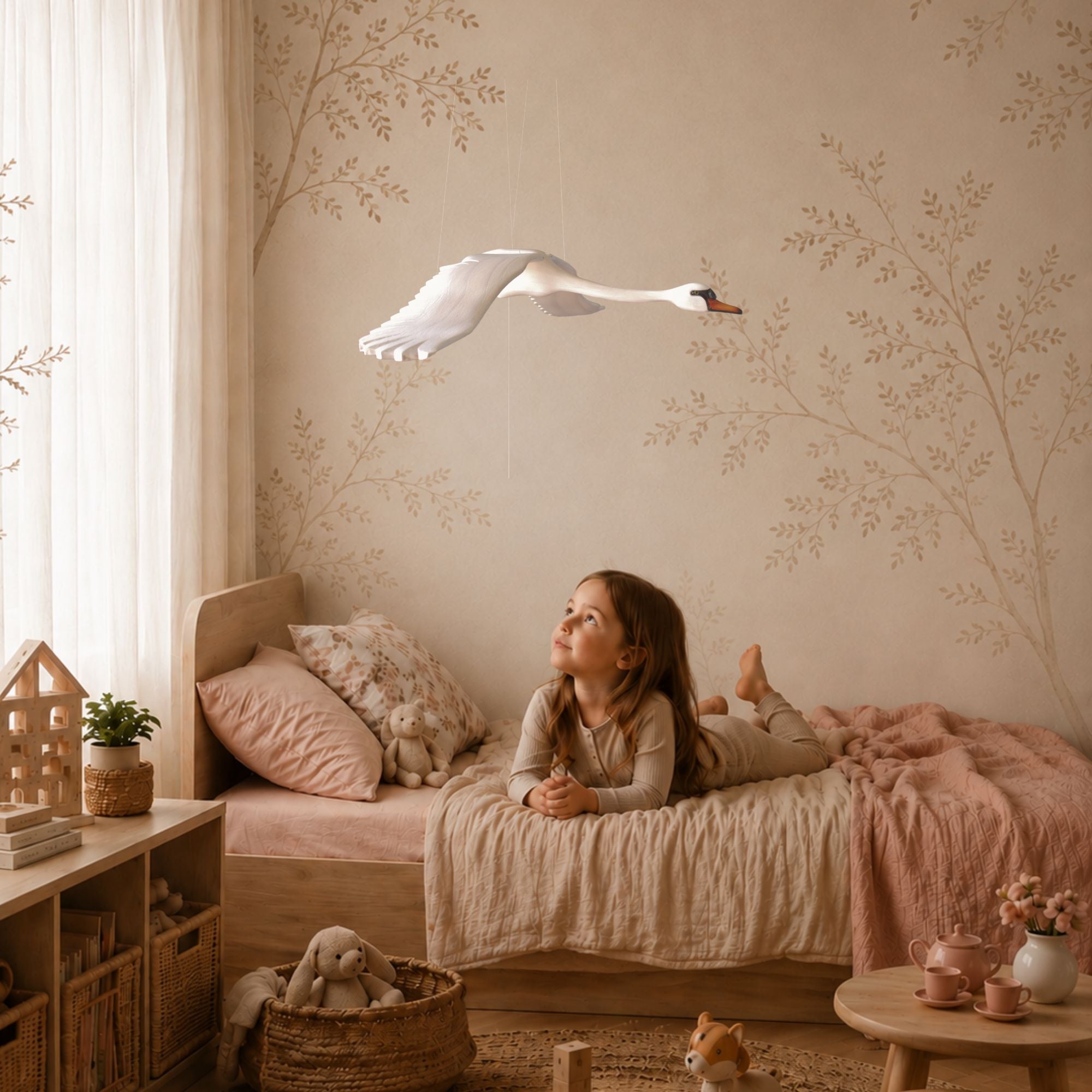 Hand-Carved Swan Nursery Mobile