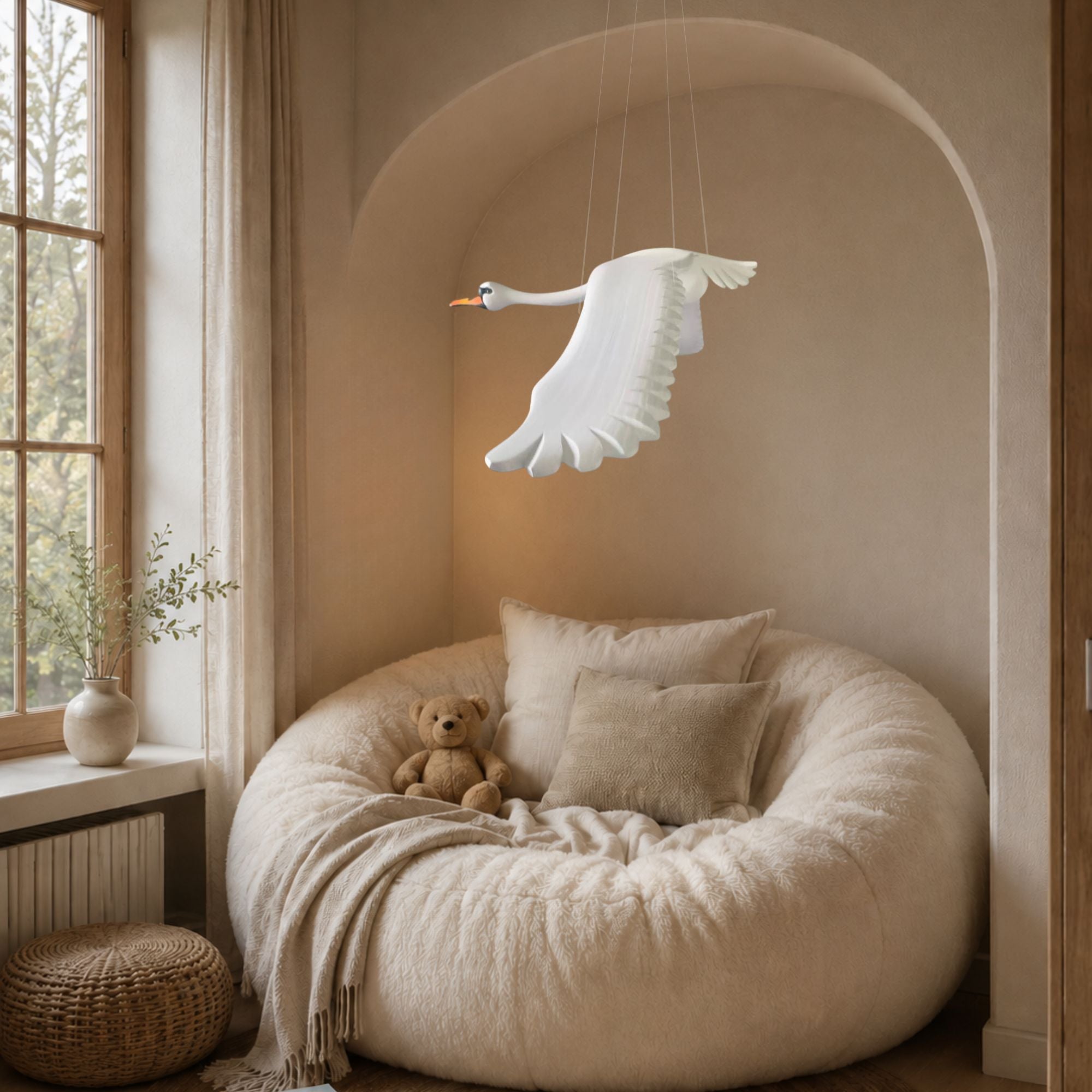 Hand-Carved Swan Nursery Mobile