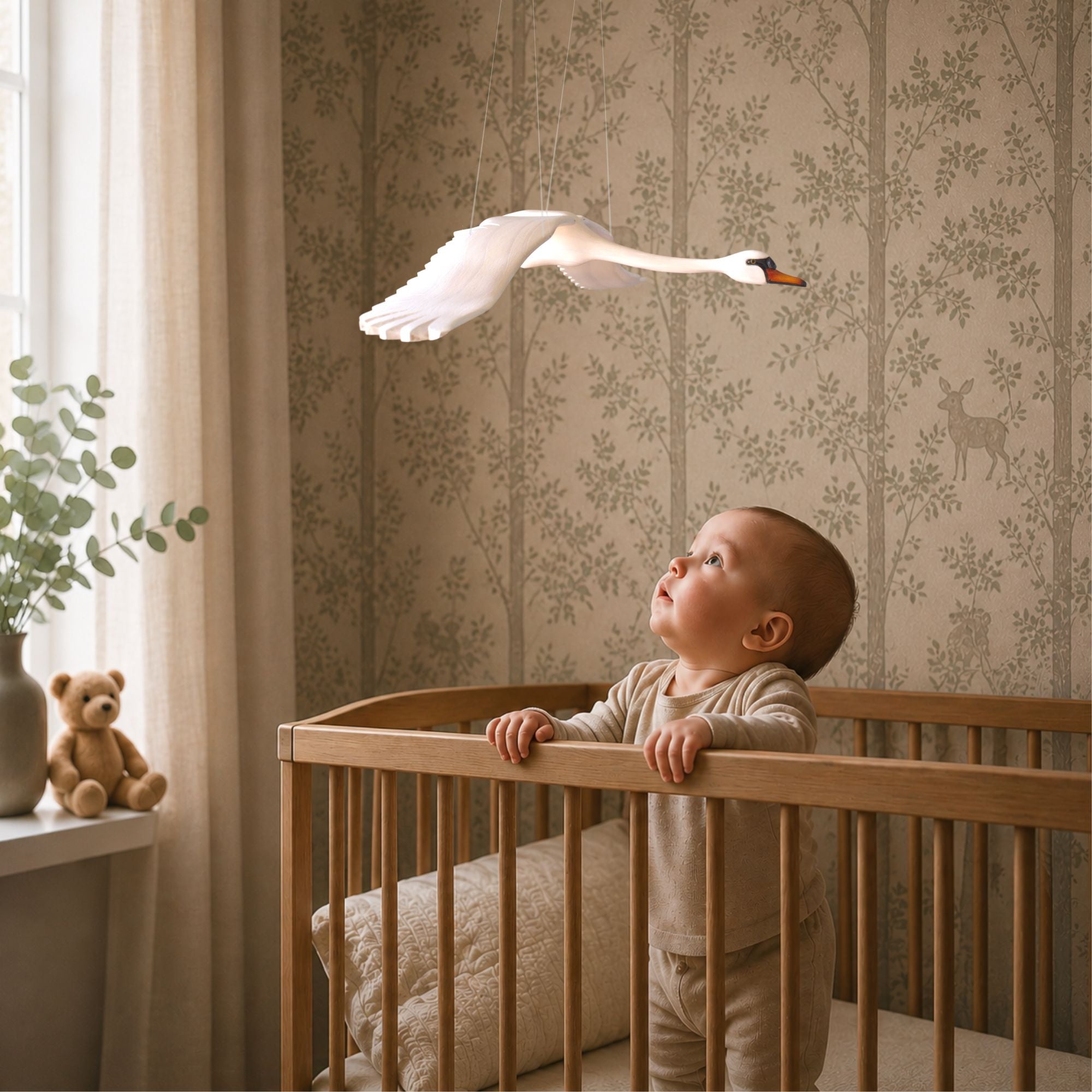 Hand-Carved Swan Nursery Mobile