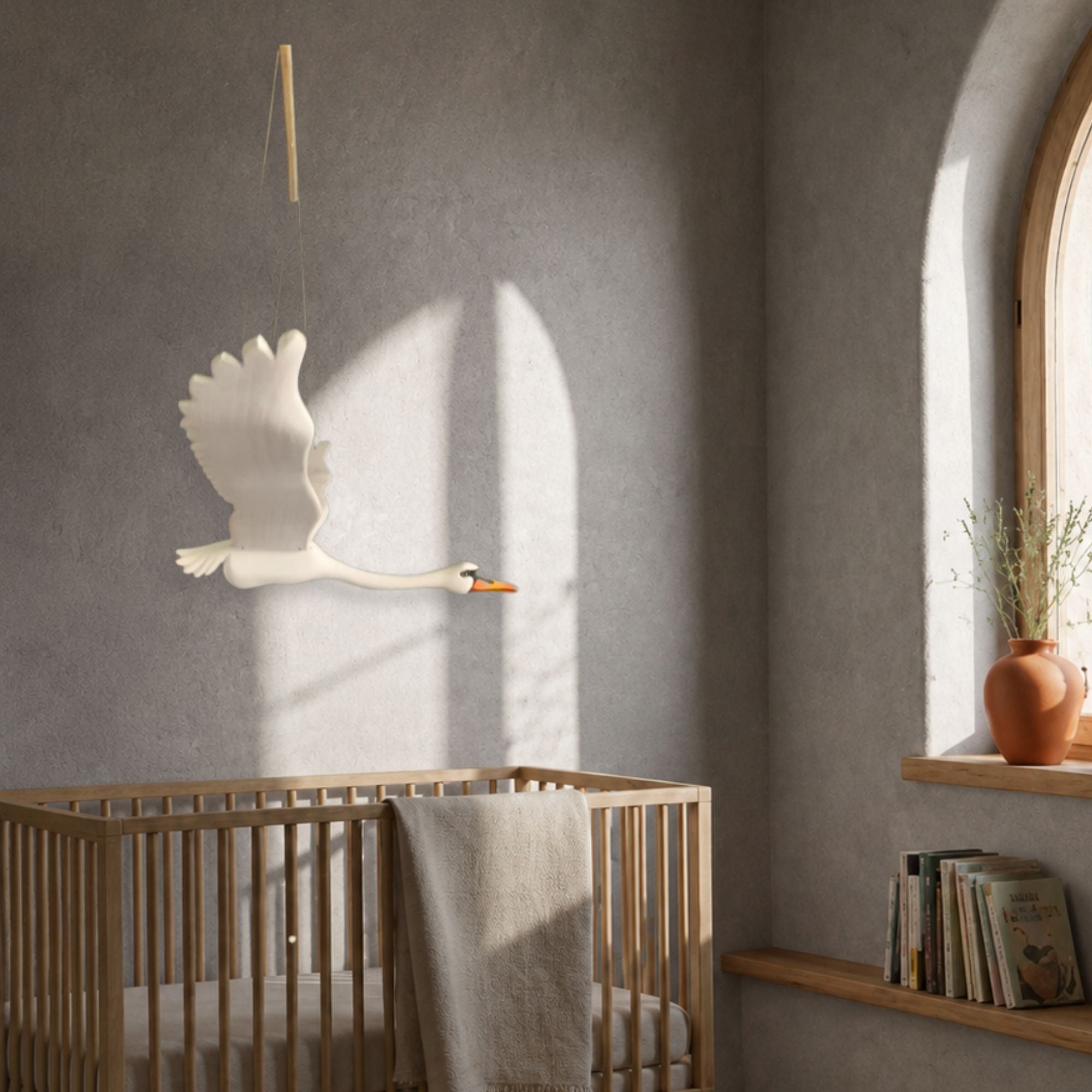 Hand-Carved Swan Nursery Mobile
