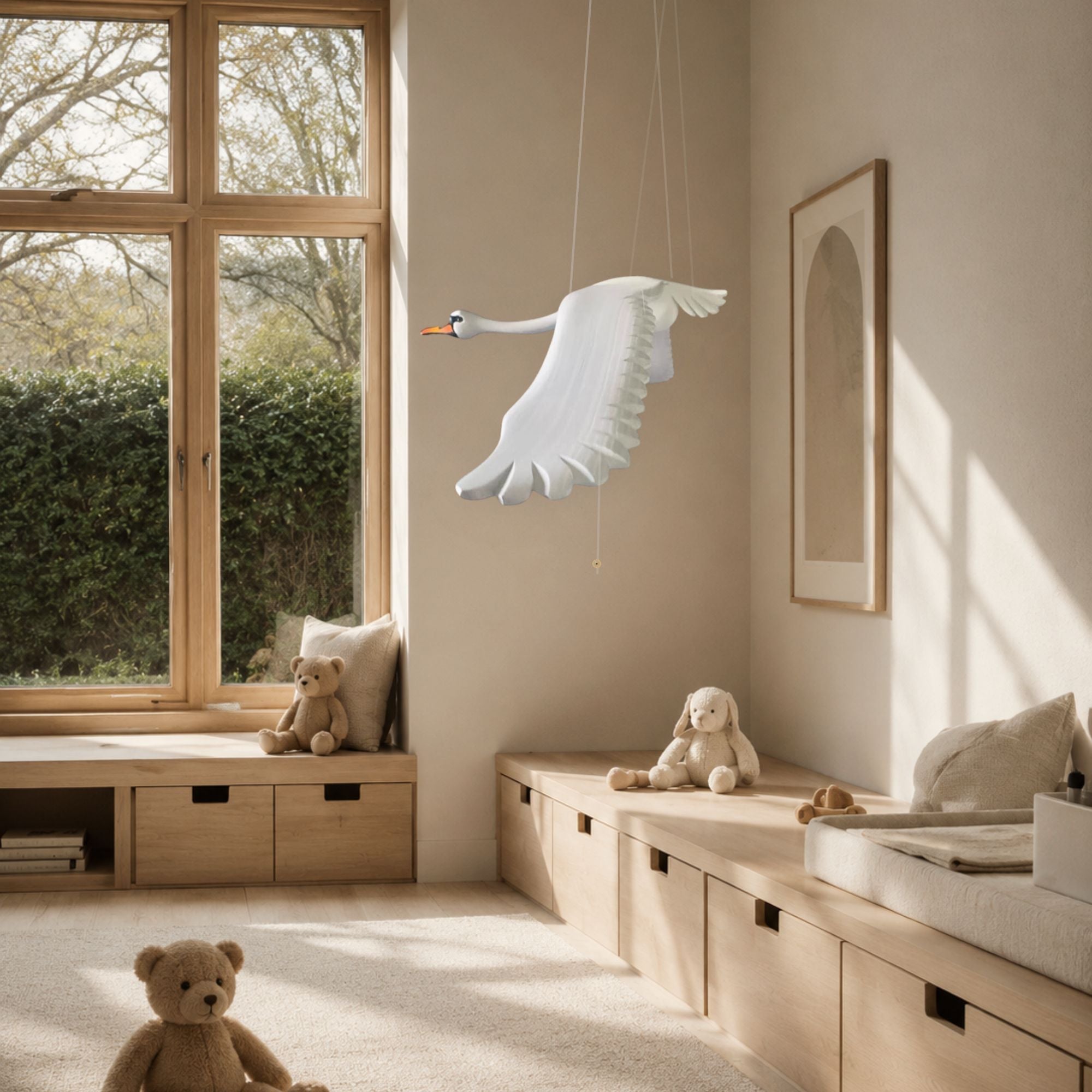 Hand-Carved Swan Nursery Mobile