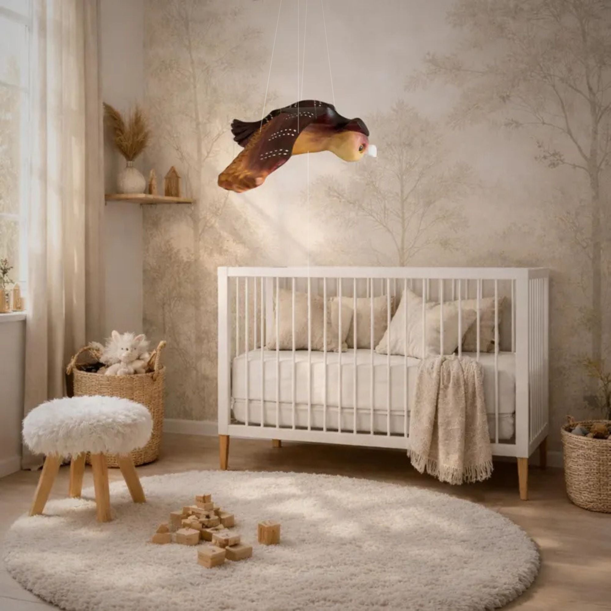 Hand-Carved Owl Nursery Mobile