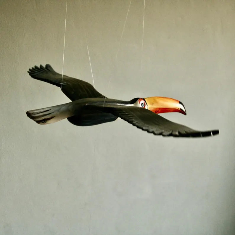 Hand-Carved Toucan Wooden Mobile